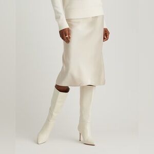 NWT Quince Washable Silk Midi Skirt in Luxurious Champagne Sz M